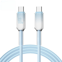 Nuevo Cable de Carga Rápida de Datos USB C a USB C de Nailon Trenzado Transparente de 1m 2m PD 60W para Teléfonos Inteligentes