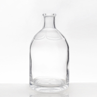 Bouteille de spiritueux en verre cristal cylindrique de qualité supérieure, vide, avec bouchon en liège, pour whisky, brandy, rhum, tequila, liqueur