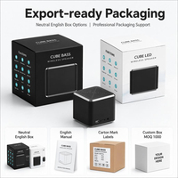 Altavoz Cúbico con Logotipo Personalizado y Luz LED, Mini Altavoz Inalámbrico Portátil para Regalos Corporativos