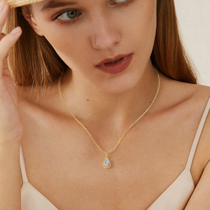 <span class=keywords><strong>SN310</strong></span> Ventes directes d'usine Senior Sens du charme incrusté de zircone 4a Placage or 14k Collier en forme de larme en argent sterling 925 - Product Image 5