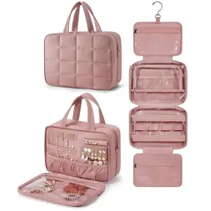 FF2427 2024 Travel Jewelry Organizer Case Portable Waterproof Makeup Cosmetic Storage Bag Travel Hanging Toiletry Bag