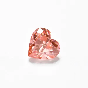 Новый продукт 1,51 карат необычный интенсивный оранжево-розовый цвет в форме сердца CVD свободный бриллиант