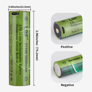 แบตเตอรี่ลิเธียมไอออนปุ่ม lbf 21700 V 5000mAh แบบชาร์จไฟได้ชนิด-C อินพุต/เอาต์พุต3.6V 21750เปลี่ยนแบตเตอรี่ไฟฉาย - Product Image 6