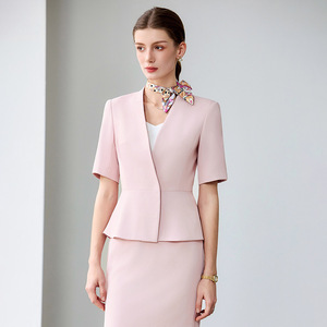 White Summer Suit Skirt Set For Women Short Sleeve Professional Hotel Uniform 2025 New Style - Product Image 3
