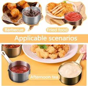 Vente en gros de coupelles à sauce en acier inoxydable 304 avec poignées, mini plats à sauce au design moderne pour les buffets et les restaurants - Product Image 4