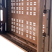 Caisse de rangement pliable en plastique à texture bois, ventilée et empilable, pour produits frais de supermarché