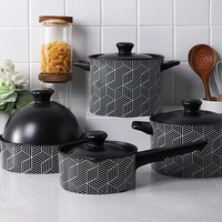 Casserole rouge en céramique résistante aux hautes températures pour cuisinière à gaz domestique, petite casserole pour riz, soupe et plats secs