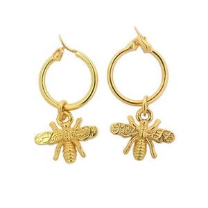 Pendientes de Aro Golden Bee, Chapados en Oro de 22k, con Colgante de Insecto para Mujer, Joyería Fina para Uso Diario - Product Image 1