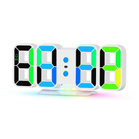Horloge murale LED, réveils numériques, affichage de 3 niveaux de luminosité, montres, veilleuse, fonction snooze, maison, bureau, horloge murale 3D