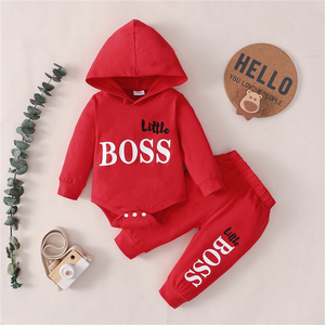 Boutique lettre personnalisée impression deux pièces bébé à tricoter coton à manches longues 100% coton automne mignon bébé garçons vêtements pour nouveau-né - Product Image 2