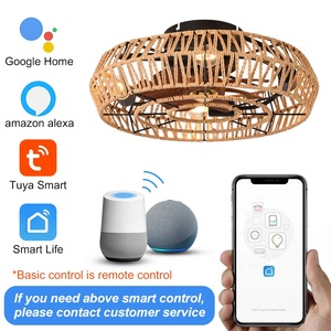 Bán Buôn Flush Núi Lồng Quạt Trần Ánh Sáng Trang Trại Lồng Mây Quạt Trần Ánh Sáng Cổ Điển Quạt Trần Với Ánh Sáng Cho Phòng Ngủ - Product Image 3