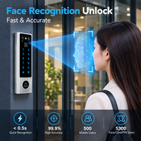 Système de contrôle d'accès intelligent Tuya V3-WIFI avec reconnaissance faciale, carte RFID, clavier PIN, serrure de porte étanche IP66