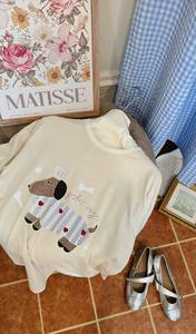 Ensemble de broderie pour chien à motif de dessin animé x Pantalon bleu plaqué, échantillon disponible, style décontracté, mélange de coton tricoté + polyester tissé - Product Image 2