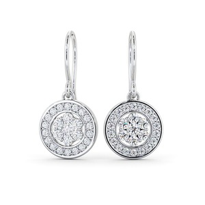 0.90CTW Boucles d'oreilles en diamant de laboratoire taille brillant 14K/18K or massif pavé Halo fil d'or rose pour fiançailles mode femme - Product Image 3
