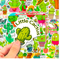 Niedliche Cartoon-Kaktus-Pflanzen PVC-Aufkleber-Set 50 Stück Graffiti-Aufkleber für Mädchen Kinder Notizbuch Papier & Handy Dekorative Aufkleber DIY