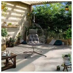 <span class=keywords><strong>Sedia</strong></span> a dondolo <span class=keywords><strong>sospesa</strong></span> a uovo seduta amaca in vimini per interni/esterni con robusto supporto in acciaio e cuscinetto resistente ai raggi UV, supporti fino a 350 libbre - Product Image 6