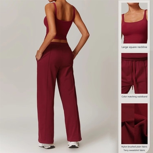 Conjunto Deportivo de 2 Piezas: Top Corto de Compresión para Yoga y Fitness, Pantalones Deportivos Holgados - Product Image 4