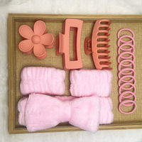 Lot de 16 pinces à cheveux mates en tissu doux, ensemble de bandeaux spa et de bandeaux de lavage pour femmes, kit d'accessoires de soin du visage