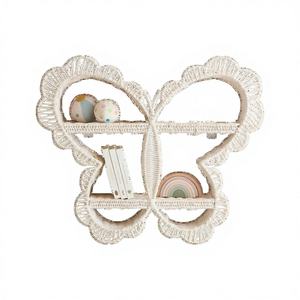 Étagère pour enfants en rotin de haute qualité, en forme de papillon, en osier naturel, design moderne, écologique, décoration murale pour chambre à coucher, rangement pour chambre d'enfant - Product Image 1