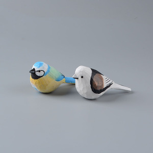 Nanhui pájaro de madera Chickadee artesanía tallada a mano gordo pájaro tallado en madera Decoración de mesa lindo pequeño regalo - Product Image 3