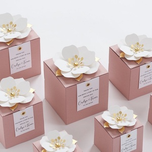 Scatole bomboniere <span class=keywords><strong>rosa</strong></span> con decorazioni floreali per matrimonio, festa nuziale, battesimo, compleanno e anniversario - Product Image 5
