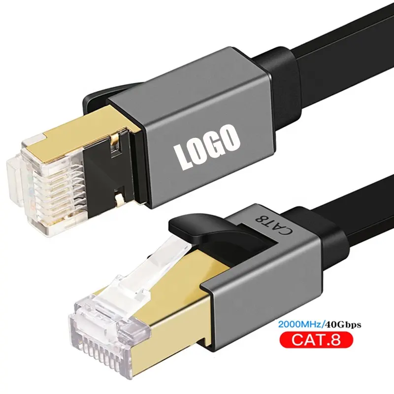 High Speed Lan Cat 7 Sftp Cat8 Rj45 30AWG Flat Patch Ethernet Communication Network Cable Cat8