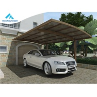 Abri de voiture contemporain Doppel Protection UV étanche Toit en aluminium Abri de garage Cadre en bois Pression Nature Abri de voiture Utilisation d'auvent