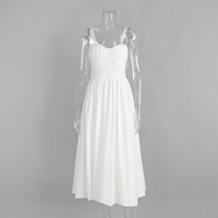 Robes d'été blanches ajustées et élégantes pour femmes, 100 % coton respirant, style sexy à fines bretelles, couleur unie, vente en gros sur mesure