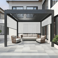 Pergola modulaire motorisée à lames orientables en aluminium, pavillon extérieur facile à assembler et résistant aux intempéries pour terrasse sur toit et terrasse de café
