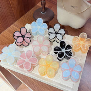 Goreisi Vintage Tortoiseshell Women's High-End Hair Claw Ponytail Half-Up Clip Milk White Egg Flower Hair <strong>Accessory</strong> Asymmetric - Product Image 2