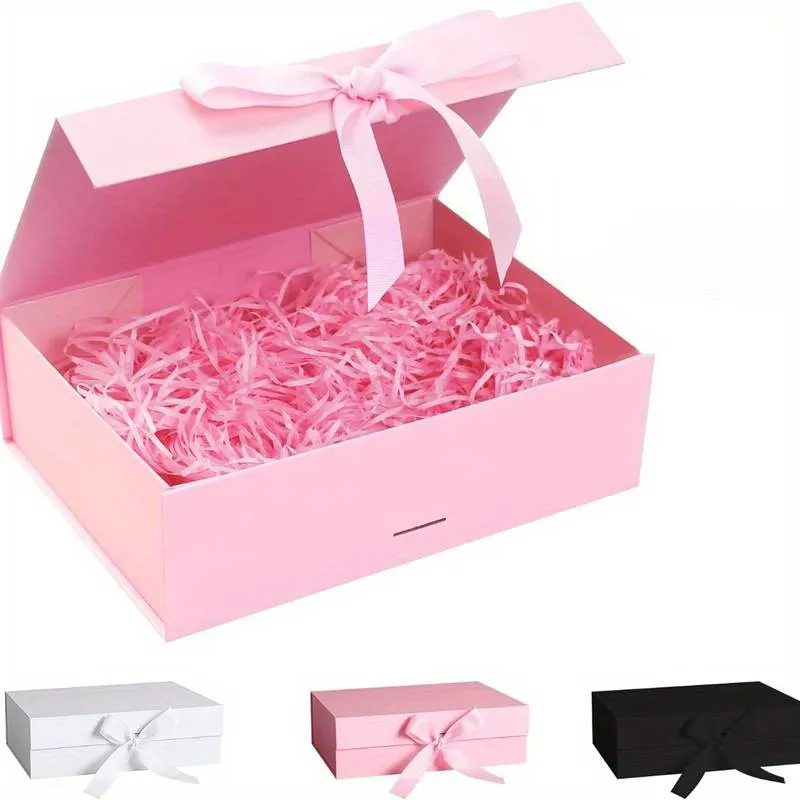 Роскошная Магнитная Подарочная коробка с лентой с крышкой, Подарочная бумажная упаковочная коробка для подарка на день рождения, свадьба, юбилей, фестиваль, вечеринка