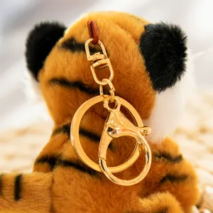 Gantungan kunci hewan lucu Mini, aksesori ransel boneka binatang kecil cantik gantungan kunci mainan mewah lembut
