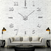 Jam Dinding Modern Tanpa Bingkai Besar Bergaya Retro dari Logam, Seni DIY untuk Rumah, Stiker Jam Dinding Dekoratif