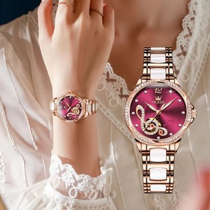 Custom Logo Luxury <b>Skeleton</b> Stainless Steel <b>Automatic</b> Mechanical <b>Watch</b> for Women - Product Image 5