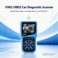 Lecteur de codes OBD2 portable V902, scanner de diagnostic automobile filaire, données en temps réel, impression cloud IA, détecteur de pannes moteur multilingue