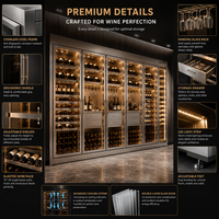 Armoire à vin encastrée de luxe sur mesure en acier inoxydable pour hôtel, villa, restaurant