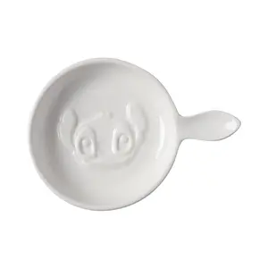 Hot Sale Japanese Style White Ceramic Plate Cartoon Porcelain Dipping Saucer Creative Sauce Dish