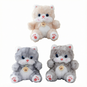 Porte-clés en peluche chat de dessin animé tendance et doux, jouets en gros, breloques de sac en forme d'animaux en peluche - Product Image 1