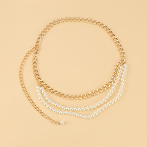 Chaîne de taille multicouche minimaliste en perles, style européen et américain, ornement de corps rétro hip-hop, style urbain - Product Image 3