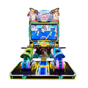 เครื่องเกมแข่งรถมอเตอร์ไซค์สำหรับเด็กสองคน แบบหยอดเหรียญ พร้อมไฟ LED เกมแข่งรถแบบอินเทอร์แอคทีฟ ควบคุมด้วยการเคลื่อนไหว - Product Image 2