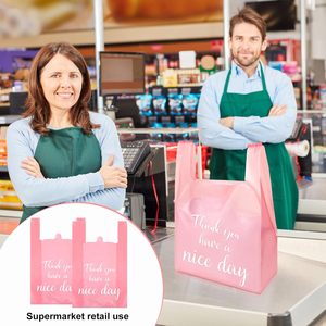 ถุงเสื้อยืดพิมพ์ลายกราเวียร์โลโก้ตามสั่ง ย่อยสลายได้ พร้อมหูหิ้วสำหรับธุรกิจขนาดเล็กและซูเปอร์มาร์เก็ต-วัสดุ PE - Product Image 3