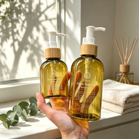 Botol Pompa Kayu Bambu Isi Ulang Wadah Cairan Minyak 50ml 100ml 150ml 300ml Botol Dispenser Minyak Tubuh Kosmetik Minyak Rambut