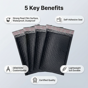 Plastic Poly <strong>Bubble</strong> Courier <strong>Mailer</strong> Bag for Clothing Mailing Shockproof Self-Adhesive Express Packaging - Product Image 5