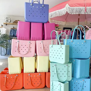 Sac fourre-tout de plage en silicone EVA à trou C-R-O-C de grande capacité Sac à main de supermarché étanche Sac à main de plage de grande capacité - Product Image 2