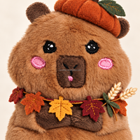 Nouvel Arrivage Personnalisé : Peluche Capybara avec Chapeau Citrouille, Thème Récolte d'Automne et Thanksgiving, en Polyester Doux et Résistant, pour Décoration de Table