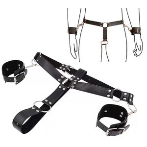 Männer Punk Leder Sex Armbänder Handschellen PU Leder Sexspielzeug BDSM Paar Bondage Ausrüstung Set Keuschheit schloss Sexspielzeug <span class=keywords><strong>Penis</strong></span> Lock - Product Image 1