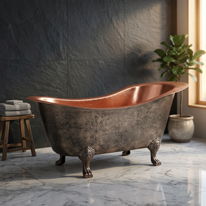 Hammered Copper Clawfoot <b>Bathtub</b> Freestanding Oval Luxury <b>Bathtub</b> CH-799 Antique Finish for Home & Hotel Use-Indian Home Crafts - Product Image 3