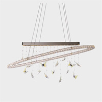 Lámpara de Araña LED de Cristal de Lujo, Moderna, con Anillo, Tamaño Mediano, Antideslumbrante, para Sala de Estar, Comedor, Dormitorio