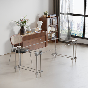 Pied de table optique style Bauhaus pour bureau, support de table en verre, bois, dalle de roche, base de plan de travail, pieds de mobilier de bureau et d'ordinateur - Product Image 3