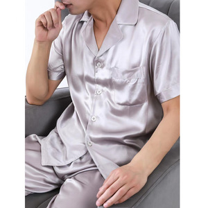 Nuovo arrivo 100% di seta di gelso per la casa pigiama in pura seta traspirante a maniche corte indumenti da notte per gli uomini - Product Image 6